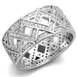 TS372 - Rhodium 925 Sterling Silver Ring with AAA Grade CZ in Clear - Alamode - Flyclothing LLC