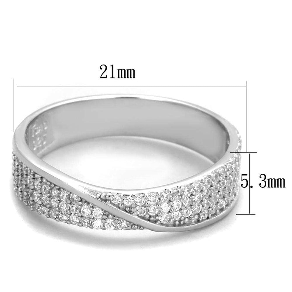 TS373 - Rhodium 925 Sterling Silver Ring with AAA Grade CZ in Clear - Alamode - Flyclothing LLC