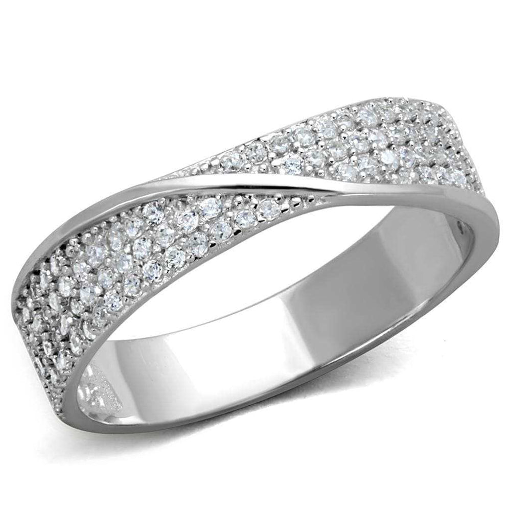 TS373 - Rhodium 925 Sterling Silver Ring with AAA Grade CZ in Clear - Alamode - Flyclothing LLC