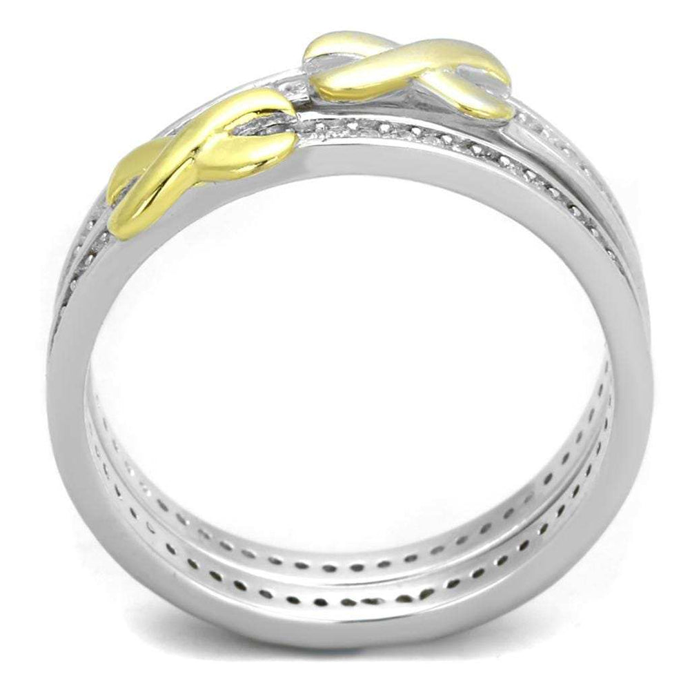 TS374 - Reverse Two-Tone 925 Sterling Silver Ring with AAA Grade CZ in Clear - Alamode - Flyclothing LLC