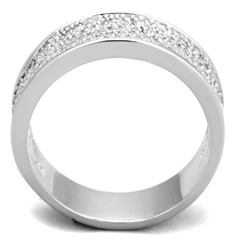 TS376 - Rhodium 925 Sterling Silver Ring with AAA Grade CZ in Clear - Alamode - Flyclothing LLC