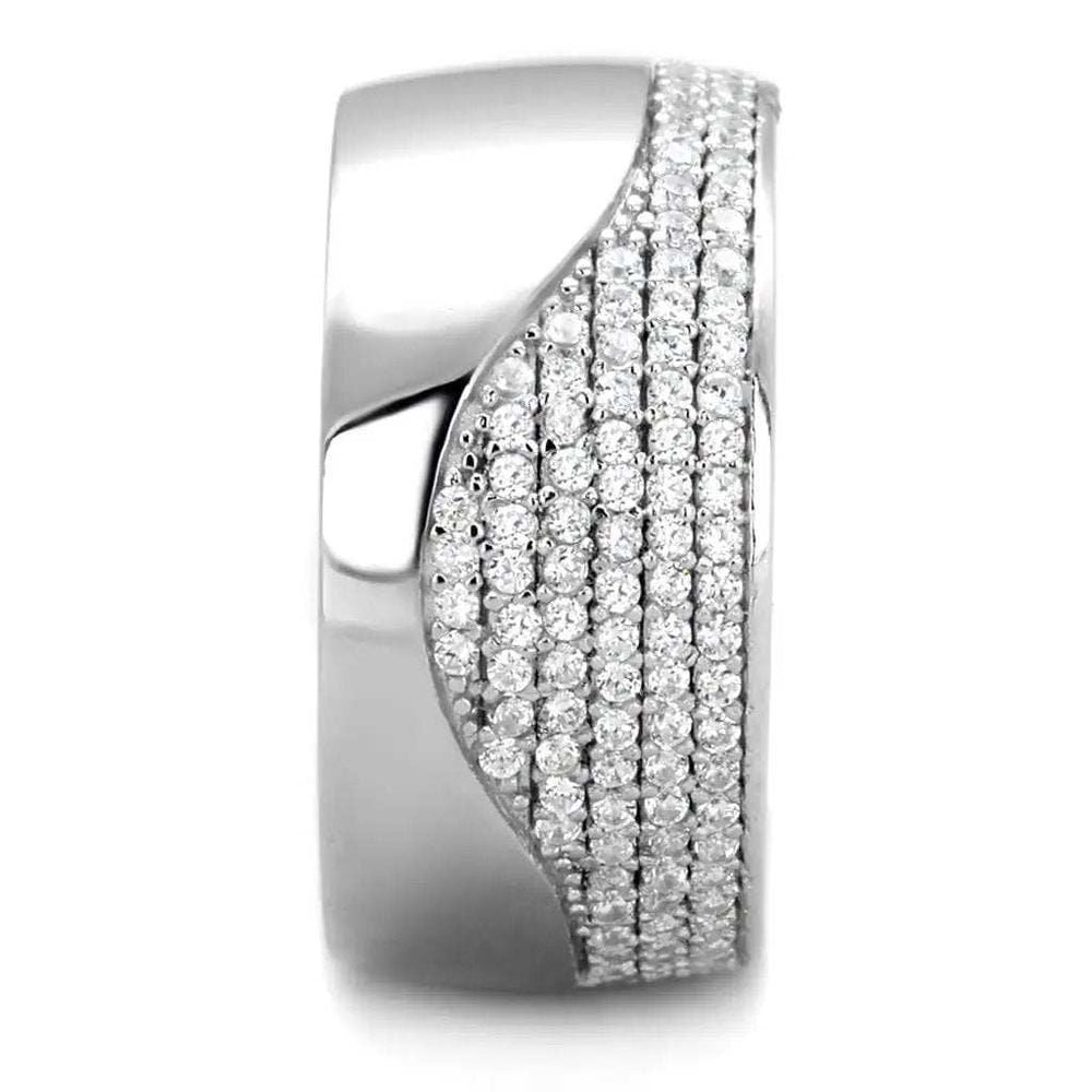 TS378 - Rhodium 925 Sterling Silver Ring with AAA Grade CZ in Clear - Alamode - Flyclothing LLC