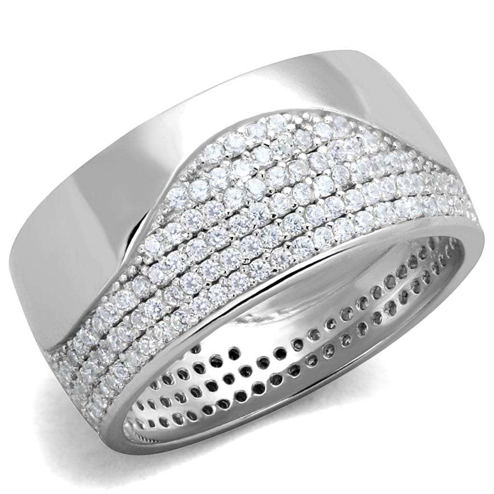 TS378 - Rhodium 925 Sterling Silver Ring with AAA Grade CZ in Clear - Alamode - Flyclothing LLC