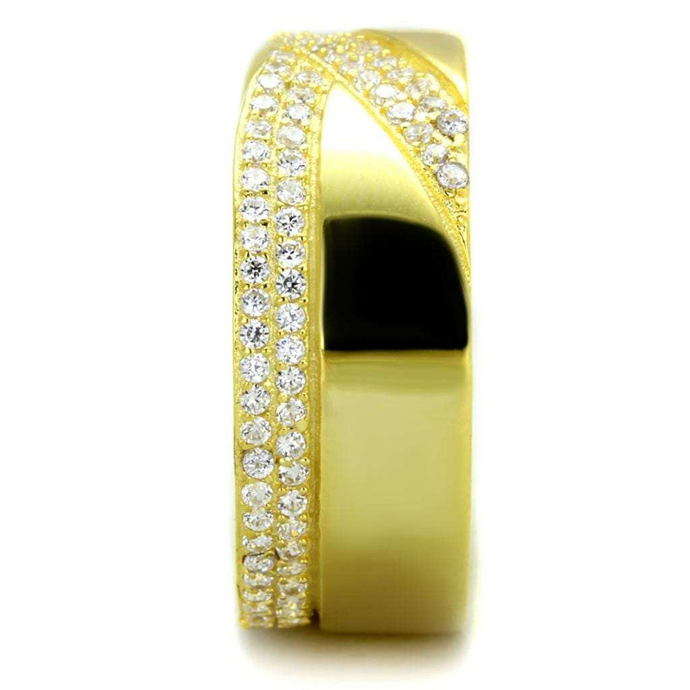 TS380 - Gold 925 Sterling Silver Ring with AAA Grade CZ in Clear - Alamode - Flyclothing LLC