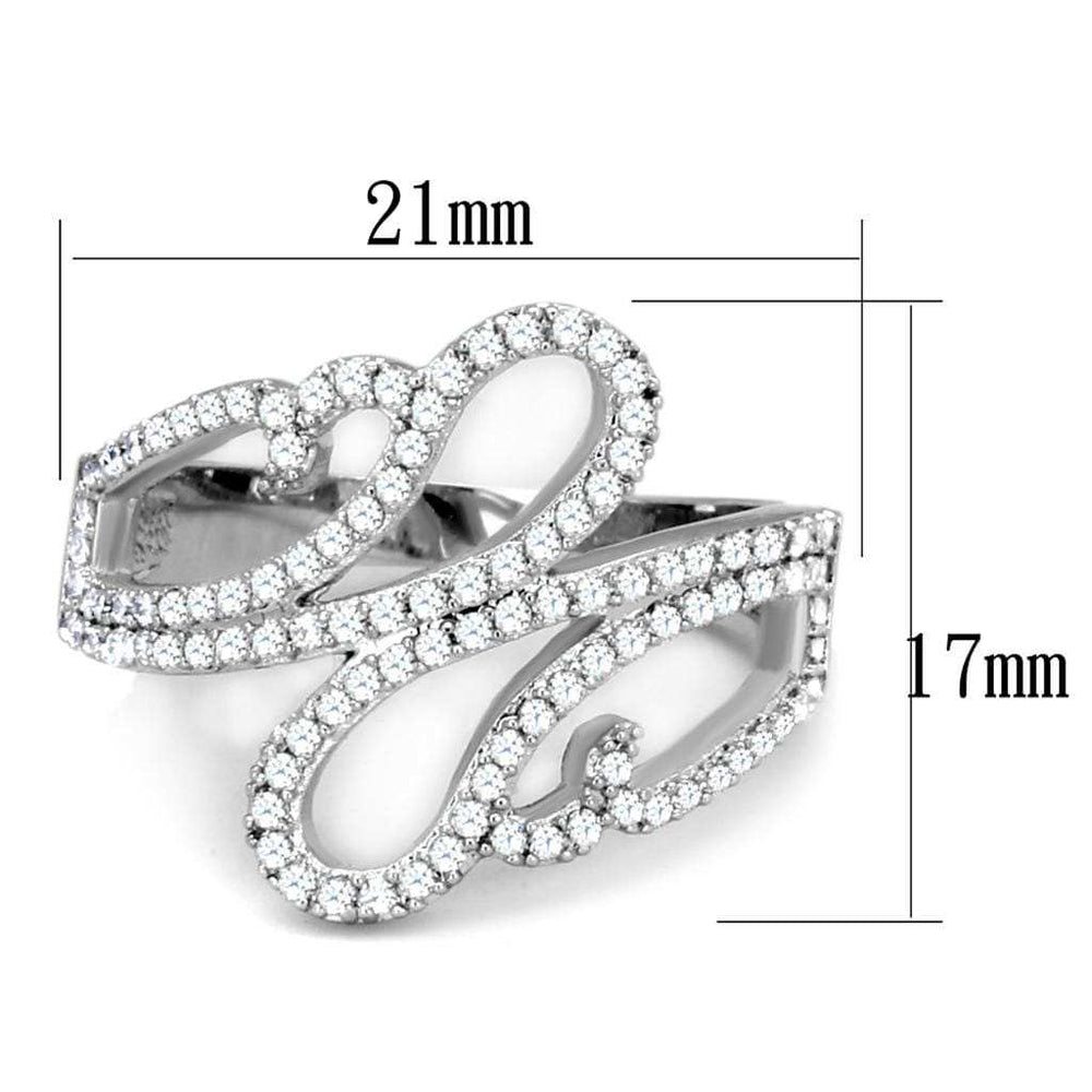 TS383 - Rhodium 925 Sterling Silver Ring with AAA Grade CZ in Clear - Alamode - Flyclothing LLC
