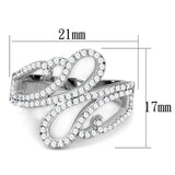 TS383 - Rhodium 925 Sterling Silver Ring with AAA Grade CZ in Clear - Alamode - Flyclothing LLC