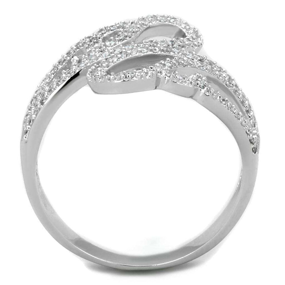 TS383 - Rhodium 925 Sterling Silver Ring with AAA Grade CZ in Clear - Alamode - Flyclothing LLC