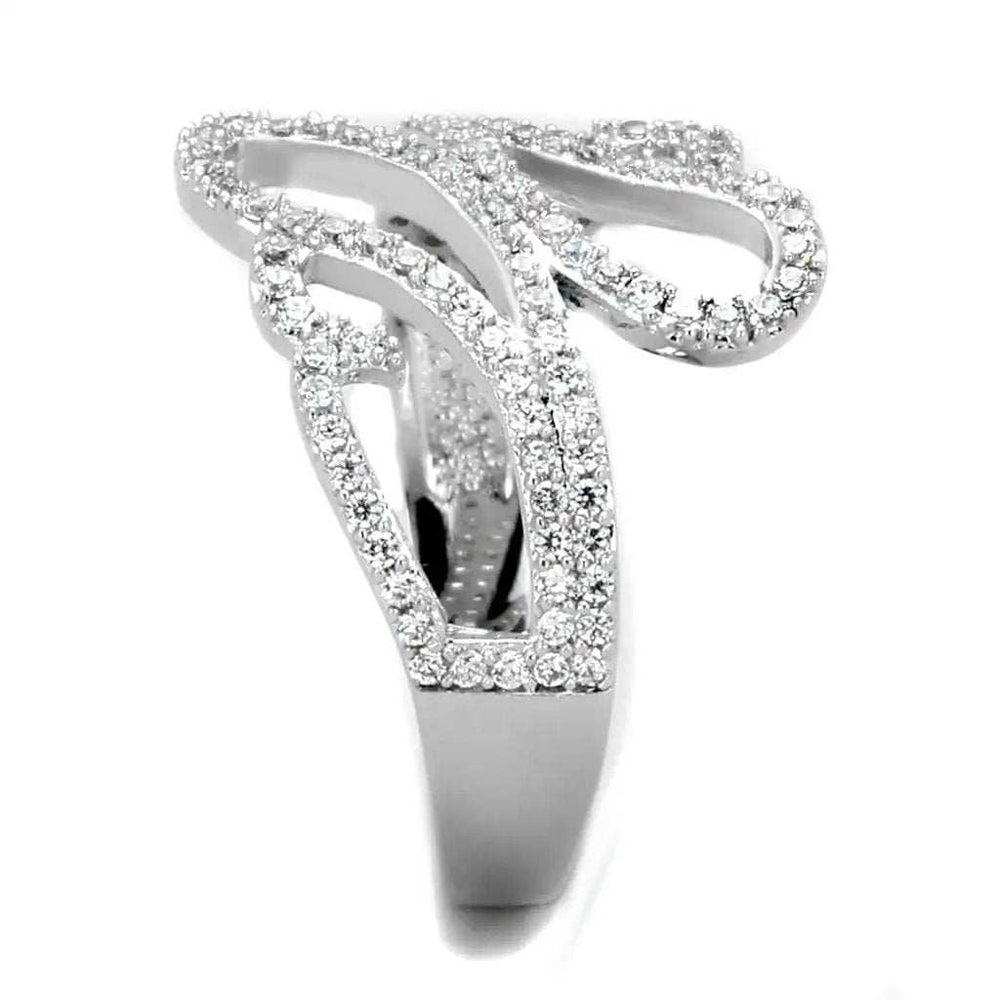 TS383 - Rhodium 925 Sterling Silver Ring with AAA Grade CZ in Clear - Alamode - Flyclothing LLC