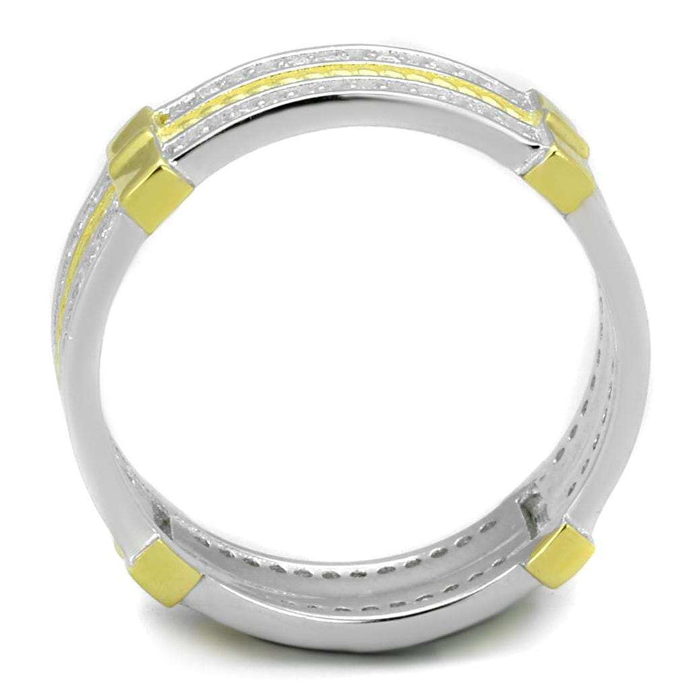 TS384 - Reverse Two-Tone 925 Sterling Silver Ring with AAA Grade CZ in Clear - Alamode - Flyclothing LLC