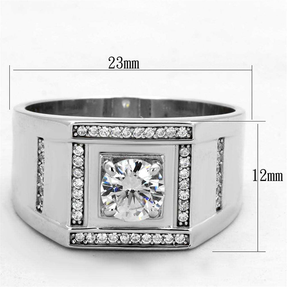 TS386 - Rhodium 925 Sterling Silver Ring with AAA Grade CZ in Clear - Alamode - Flyclothing LLC