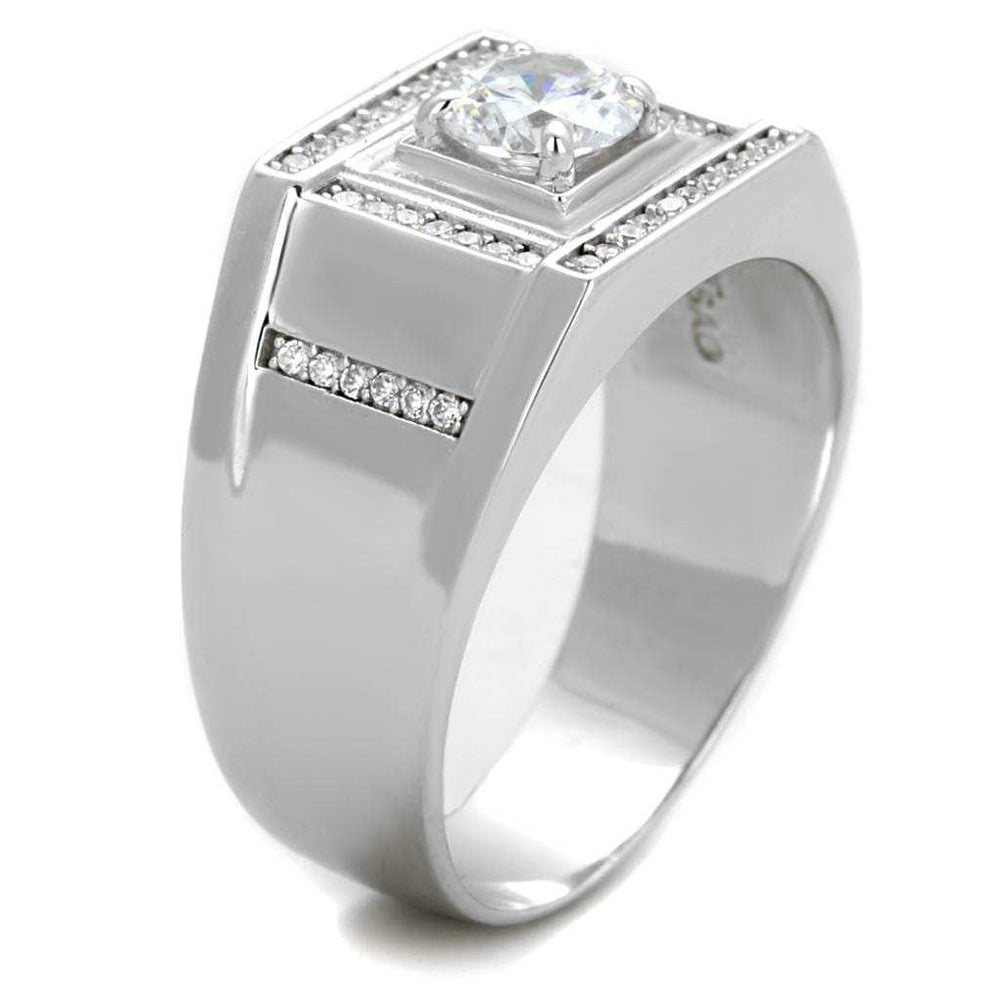 TS386 - Rhodium 925 Sterling Silver Ring with AAA Grade CZ in Clear - Alamode - Flyclothing LLC