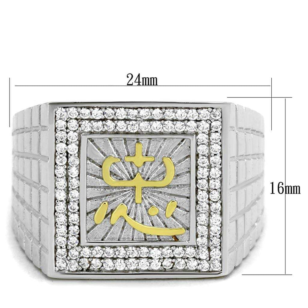 TS389 - Gold+Rhodium 925 Sterling Silver Ring with AAA Grade CZ in Clear - Alamode - Flyclothing LLC