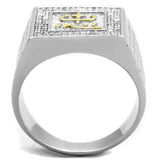 TS389 - Gold+Rhodium 925 Sterling Silver Ring with AAA Grade CZ in Clear - Alamode - Flyclothing LLC