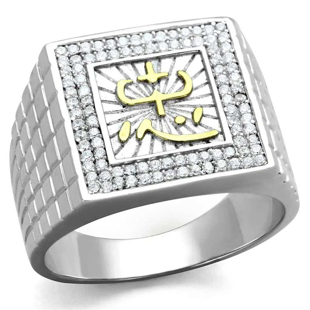 TS389 - Gold+Rhodium 925 Sterling Silver Ring with AAA Grade CZ in Clear - Alamode - Flyclothing LLC
