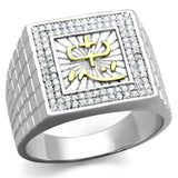TS389 - Gold+Rhodium 925 Sterling Silver Ring with AAA Grade CZ in Clear - Alamode - Flyclothing LLC