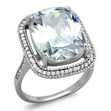 TS391 - Rhodium 925 Sterling Silver Ring with AAA Grade CZ in Clear - Alamode - Flyclothing LLC