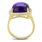 TS392 - Gold 925 Sterling Silver Ring with Synthetic Synthetic Glass in Amethyst - Alamode - Flyclothing LLC