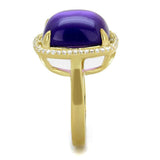 TS392 - Gold 925 Sterling Silver Ring with Synthetic Synthetic Glass in Amethyst - Alamode - Flyclothing LLC