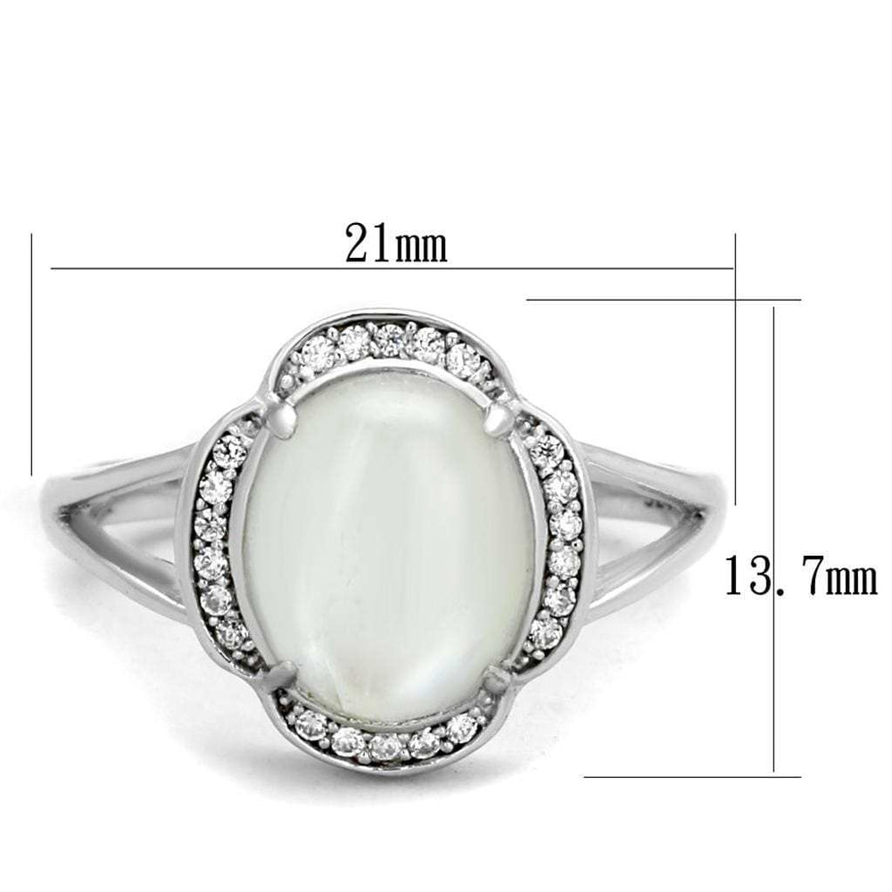 TS393 - Rhodium 925 Sterling Silver Ring with Semi-Precious Moon Stone in Clear - Alamode - Flyclothing LLC