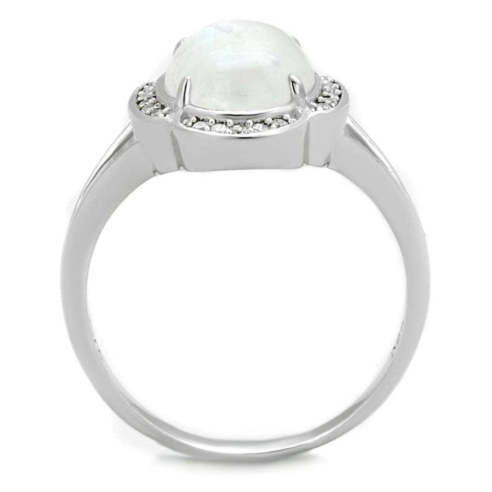 TS393 - Rhodium 925 Sterling Silver Ring with Semi-Precious Moon Stone in Clear - Alamode - Flyclothing LLC