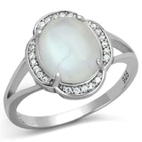 TS393 - Rhodium 925 Sterling Silver Ring with Semi-Precious Moon Stone in Clear - Alamode - Flyclothing LLC