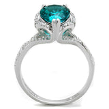 TS394 - Rhodium 925 Sterling Silver Ring with Synthetic Synthetic Glass in Blue Zircon - Alamode - Flyclothing LLC