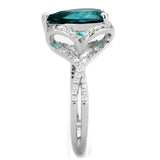 TS394 - Rhodium 925 Sterling Silver Ring with Synthetic Synthetic Glass in Blue Zircon - Alamode - Flyclothing LLC