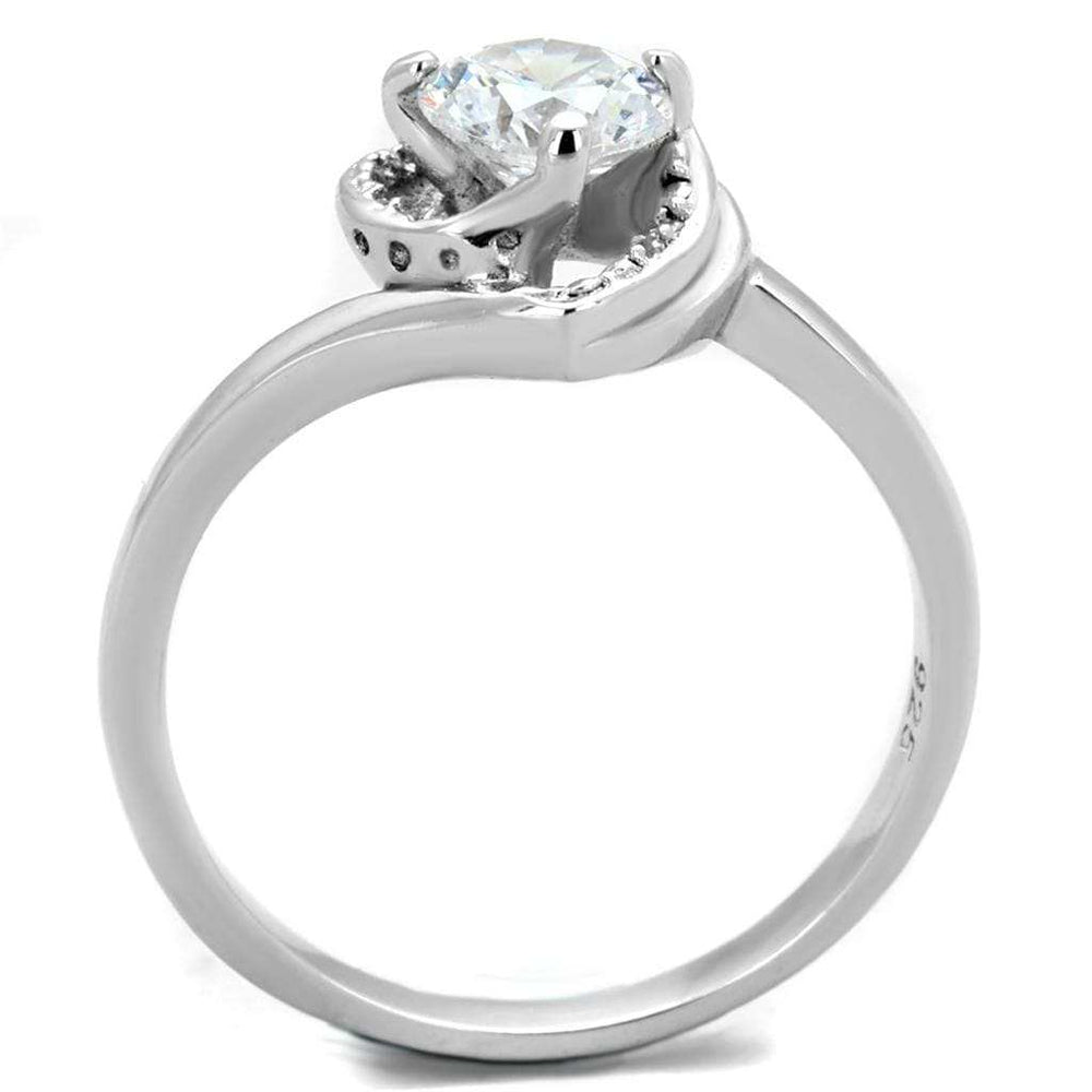 TS398 - Rhodium 925 Sterling Silver Ring with AAA Grade CZ in Clear - Alamode - Flyclothing LLC