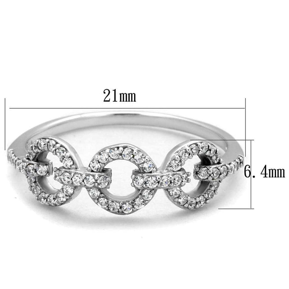 TS400 - Rhodium 925 Sterling Silver Ring with AAA Grade CZ in Clear - Alamode - Flyclothing LLC
