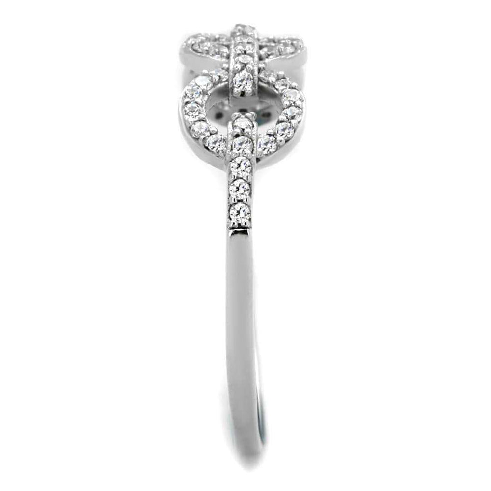 TS400 - Rhodium 925 Sterling Silver Ring with AAA Grade CZ in Clear - Alamode - Flyclothing LLC