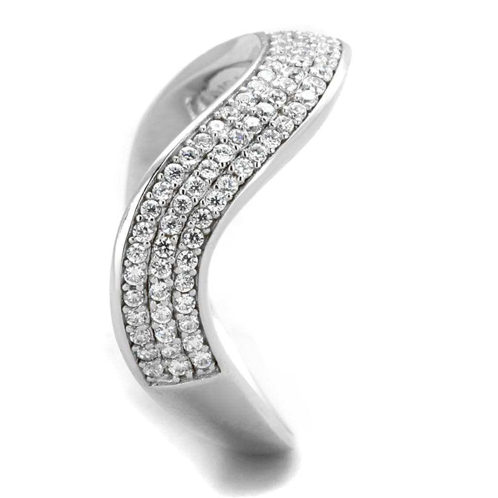 TS402 - Rhodium 925 Sterling Silver Ring with AAA Grade CZ in Clear - Alamode - Flyclothing LLC