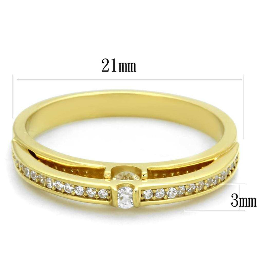 TS403 - Gold 925 Sterling Silver Ring with AAA Grade CZ in Clear - Alamode - Flyclothing LLC