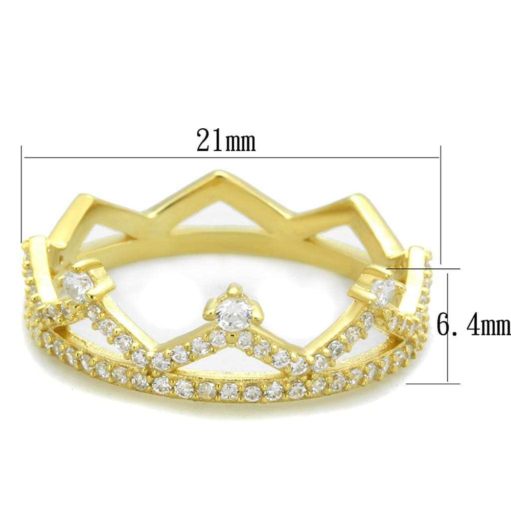 TS404 - Gold 925 Sterling Silver Ring with AAA Grade CZ in Clear - Alamode - Flyclothing LLC