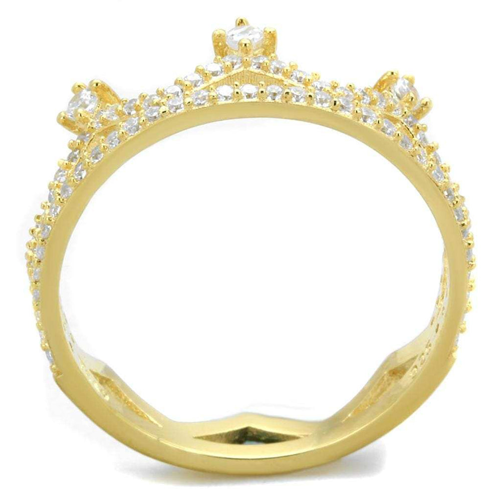 TS404 - Gold 925 Sterling Silver Ring with AAA Grade CZ in Clear - Alamode - Flyclothing LLC