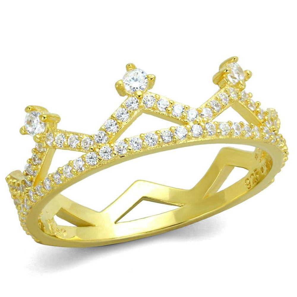 TS404 - Gold 925 Sterling Silver Ring with AAA Grade CZ in Clear - Alamode - Flyclothing LLC