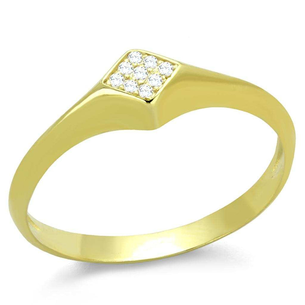 TS406 - Gold 925 Sterling Silver Ring with AAA Grade CZ in Clear - Alamode - Flyclothing LLC