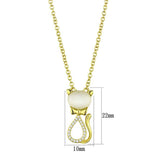 TS409 - Gold 925 Sterling Silver Chain Pendant with Synthetic Cat Eye in White - Alamode - Flyclothing LLC