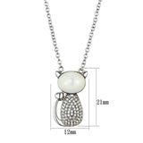 TS410 - Rhodium 925 Sterling Silver Chain Pendant with Synthetic Synthetic Glass in Clear - Alamode - Flyclothing LLC