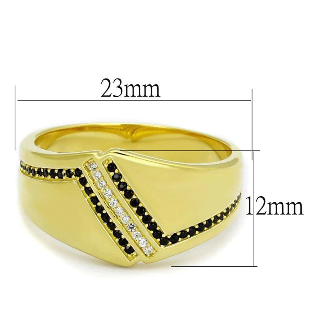 TS413 - Gold 925 Sterling Silver Ring with AAA Grade CZ in Black Diamond - Alamode - Flyclothing LLC