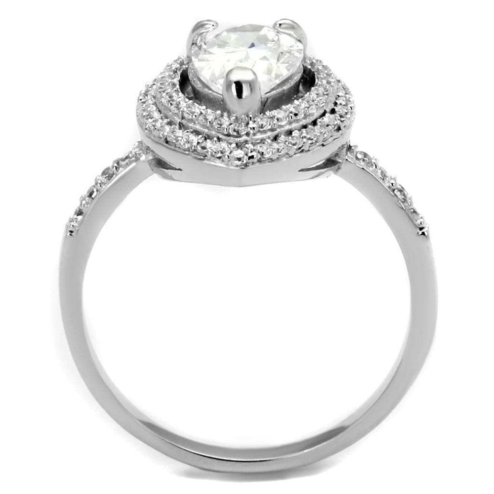 TS414 - Rhodium 925 Sterling Silver Ring with AAA Grade CZ in Clear - Alamode - Flyclothing LLC