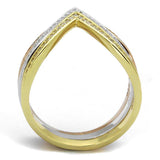 TS416 - Rhodium + Gold + Rose Gold 925 Sterling Silver Ring with AAA Grade CZ in Clear - Alamode - Flyclothing LLC