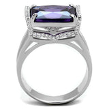 TS417 - Rhodium 925 Sterling Silver Ring with AAA Grade CZ in Amethyst - Alamode - Flyclothing LLC