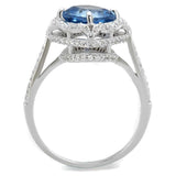 TS419 - Rhodium 925 Sterling Silver Ring with Synthetic Spinel in Sea Blue - Alamode - Flyclothing LLC