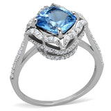 TS419 - Rhodium 925 Sterling Silver Ring with Synthetic Spinel in Sea Blue - Alamode - Flyclothing LLC
