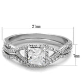 TS420 - Rhodium 925 Sterling Silver Ring with AAA Grade CZ in Clear - Alamode - Flyclothing LLC