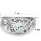 TS421 - Rhodium 925 Sterling Silver Ring with AAA Grade CZ in Clear - Alamode - Flyclothing LLC