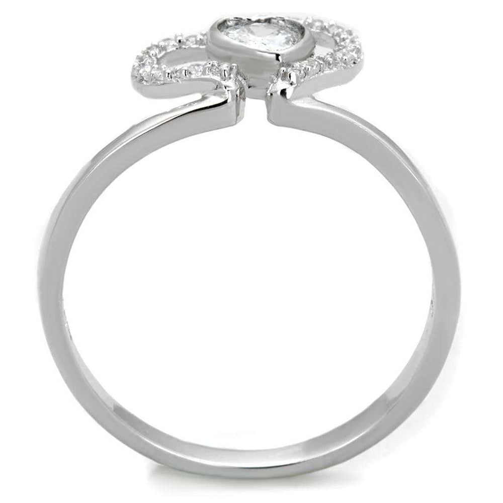 TS422 - Rhodium 925 Sterling Silver Ring with AAA Grade CZ in Clear - Alamode - Flyclothing LLC