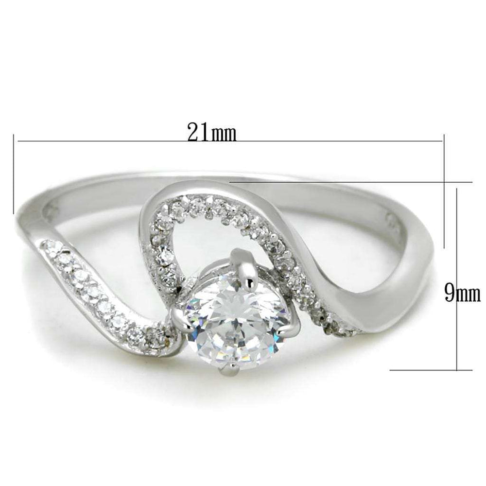 TS423 - Rhodium 925 Sterling Silver Ring with AAA Grade CZ in Clear - Alamode - Flyclothing LLC