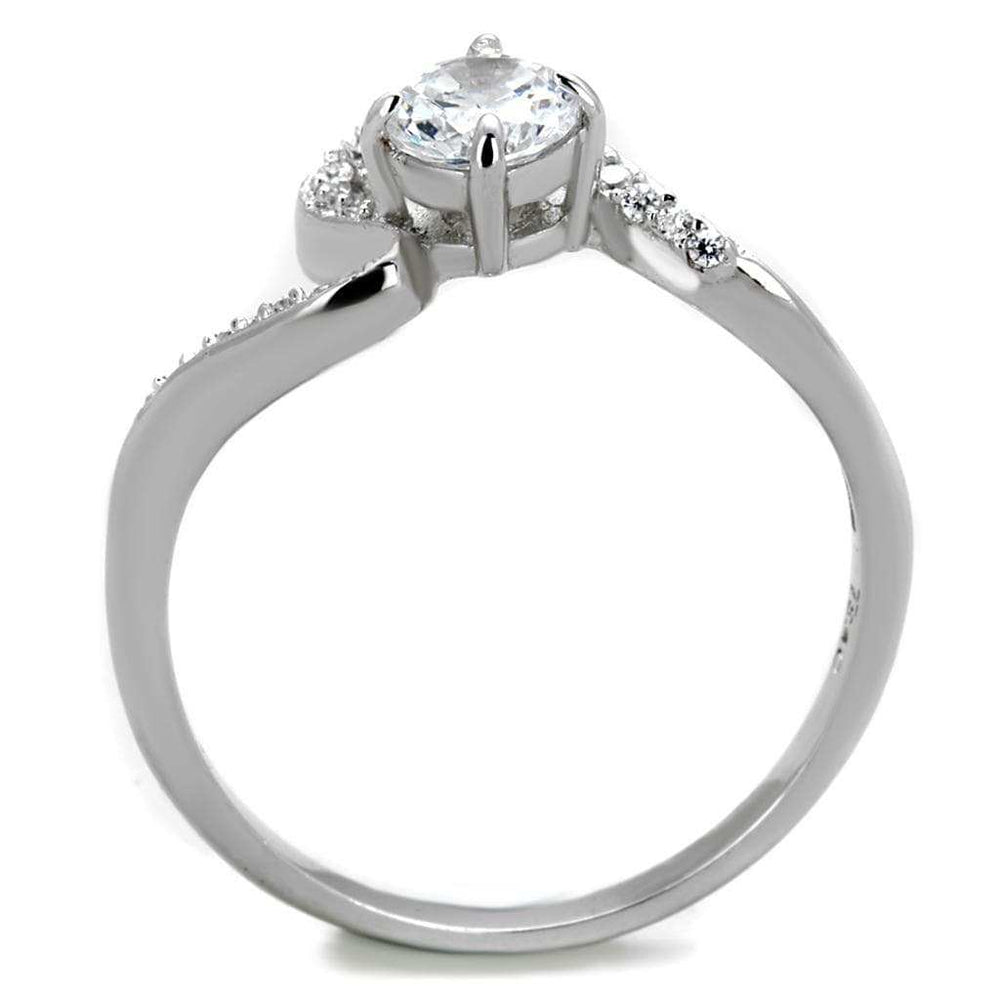 TS423 - Rhodium 925 Sterling Silver Ring with AAA Grade CZ in Clear - Alamode - Flyclothing LLC