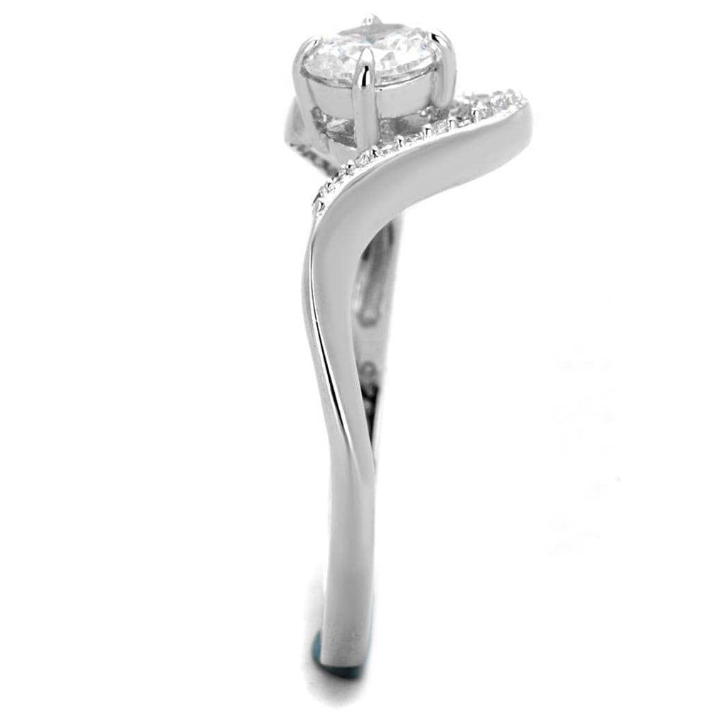 TS423 - Rhodium 925 Sterling Silver Ring with AAA Grade CZ in Clear - Alamode - Flyclothing LLC
